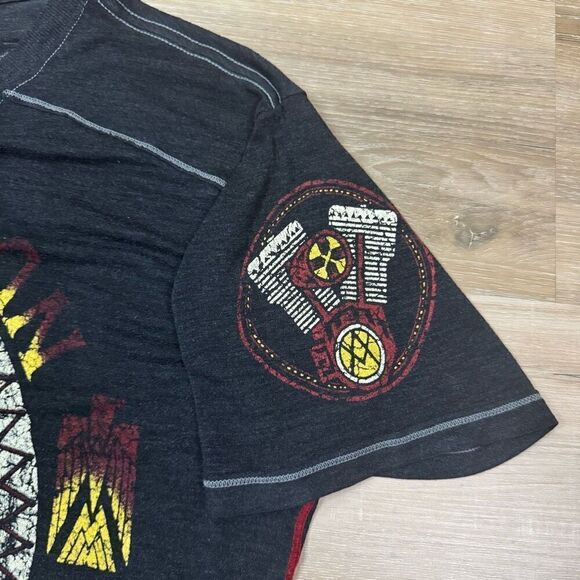 Affliction Men's L Short Sleeve Graphic Tee Live Fast Motors Distressed Black - Picture 3 of 5